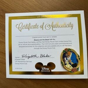 Disney Movie Club VIP Beauty and the Beast Pin - Brand New